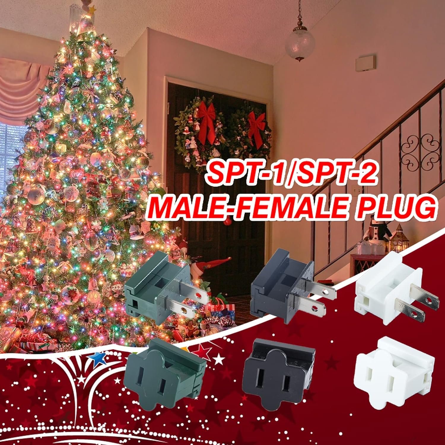GY UL 125V Female plug for 18 gauge SPT-1 green wire ,snap on Vampire plug