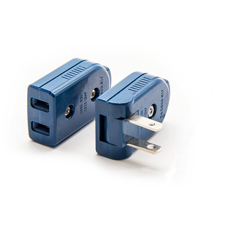 Copper male/female wiring plugs US ac power plug 250V 10A 2 flat pin American plug