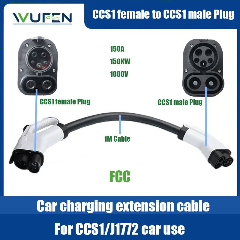 CCS1 to CCS1 EV Charging Cable DC Quick Charger Combo CCS 1 to CCS Combo 1 Plug Adapter With 1m EVSE Cable 1000V DC 200A 150A