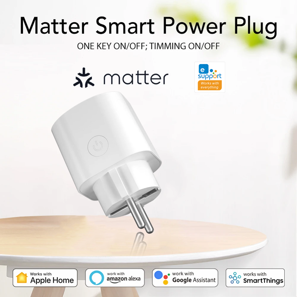 EARYKONG Matter Smart Socket Plug 16A EU Standard Smartphone Remote Control Voice Control Compatible With Multiple Platforms
