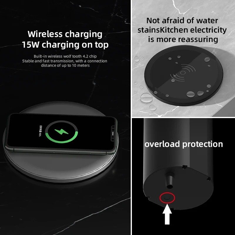 Automatic Pneumatic power outlet pop-up desktop socket,kitchen smart plug with USB type-c,wireless charging table spring Socket