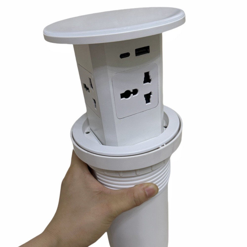 Automatic Pneumatic power outlet pop-up desktop socket,kitchen smart plug with USB type-c,wireless charging table spring Socket
