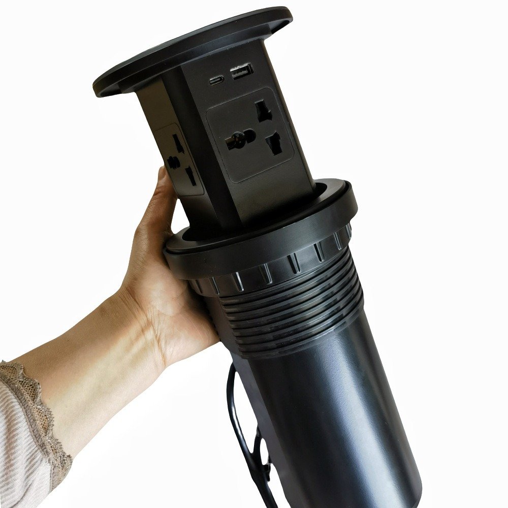 Automatic Pneumatic power outlet pop-up desktop socket,kitchen smart plug with USB type-c,wireless charging table spring Socket