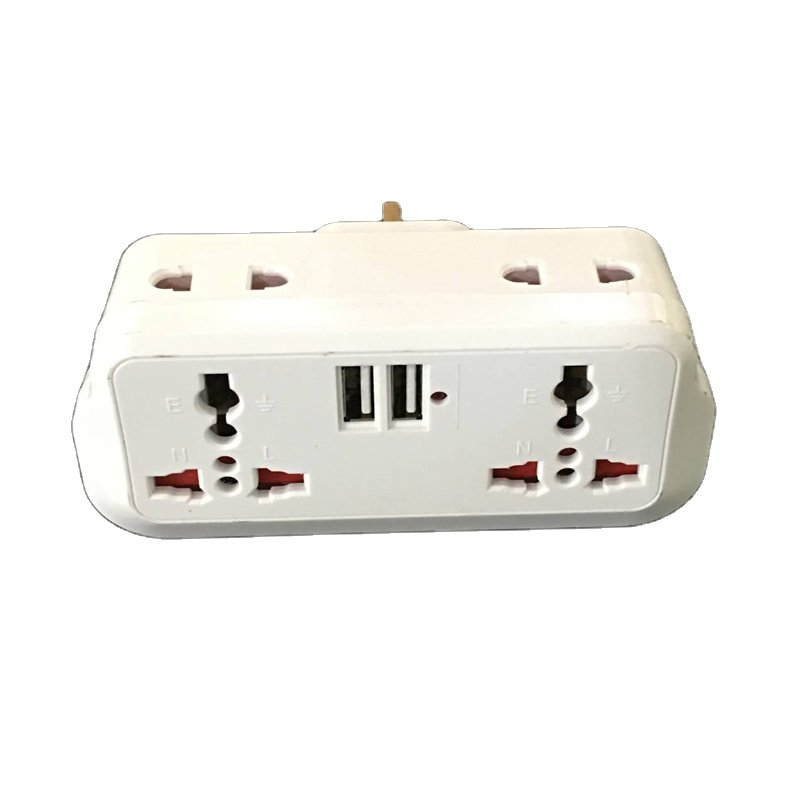 Factory wholesale price 5v uk to multi function 2 usb 13a power multi plug adapter