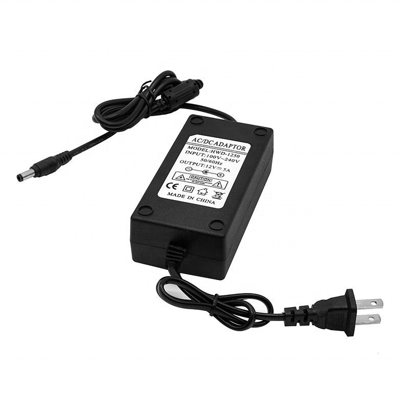 12V 5a Power adapter 12V 5A 60W AC/DC adaptor White Black power supply 12V 5A AC DC adapter 12v for cctv