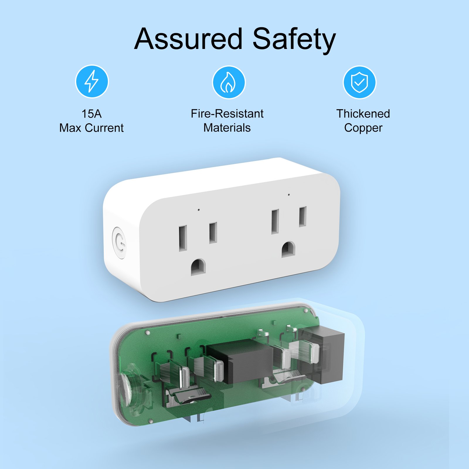 US Manufacturer Wholesale Tuya Alexa Google Home Socket WiFi Smart Power Plug with 2 outlets