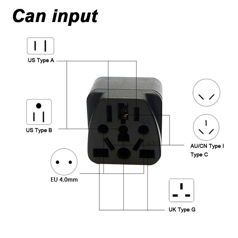 NEW universal to US plug adapter Type B 2 pins 10A 250V EU USA AU UK multifunction international travel conversion plug Japan