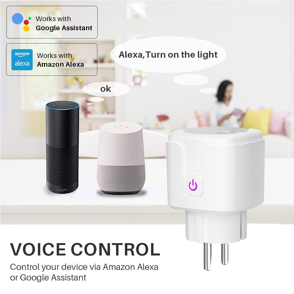 Hot Selling Mini Wifi Tuya Smart Plug EU Standard Energy Monitoring Wireless Wall Switch Sockets Alexa Google supported Outlet