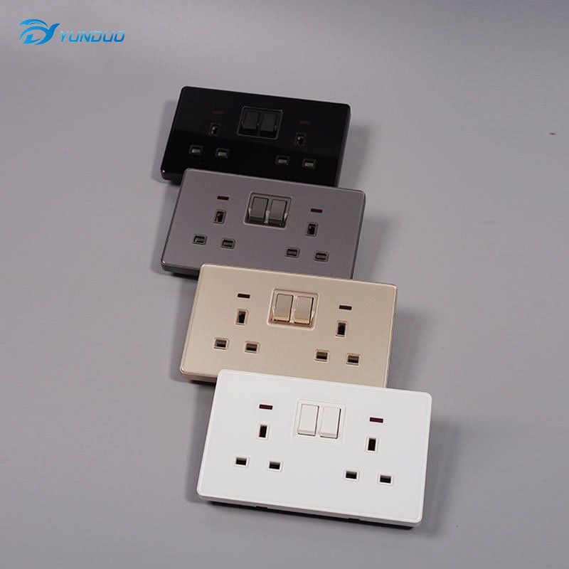 Black Universal Wall USB C Socket 10W 2port USB Plug Adapter Outlet Wall mounted Eu 220V Electrical Power Socket