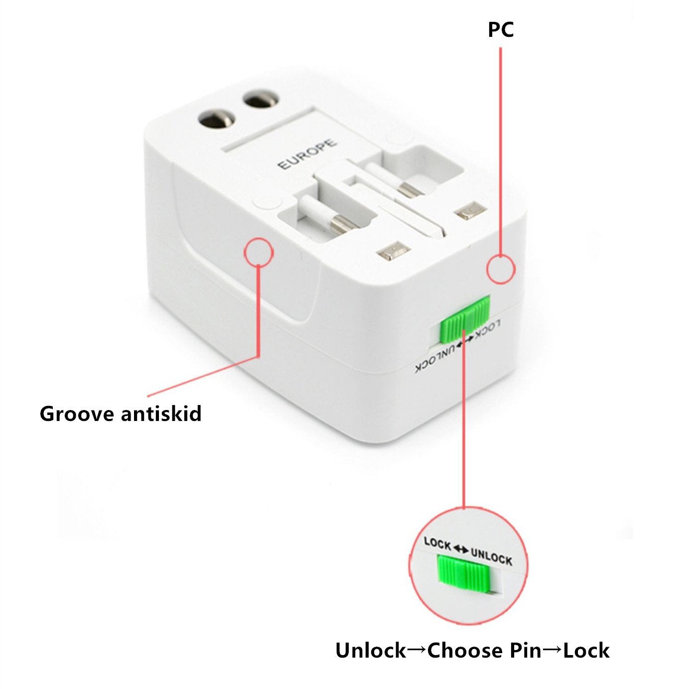 Worldwide US UK EU AU Universal travel Adaptor multi AC power charge converter International smart Adapter plug