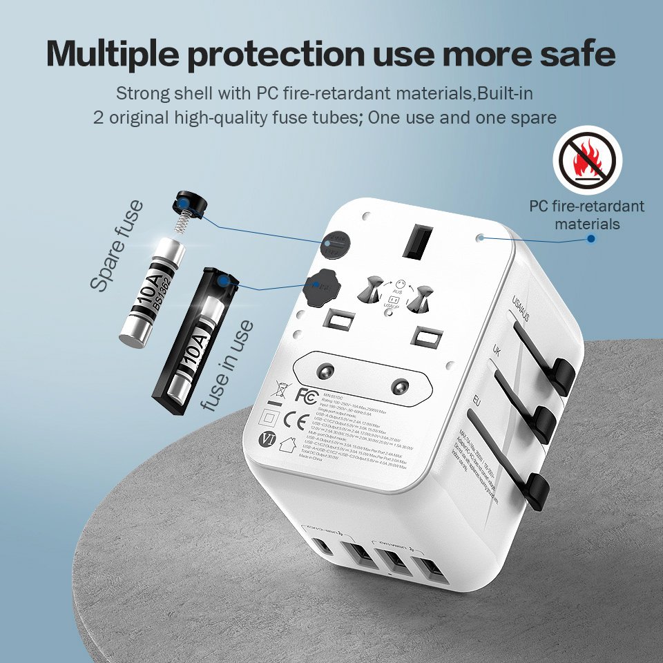 Worldplug International Electrical Usb Charger Travel Adaptor Plug Socket Universal Travel Adapter With Type-C