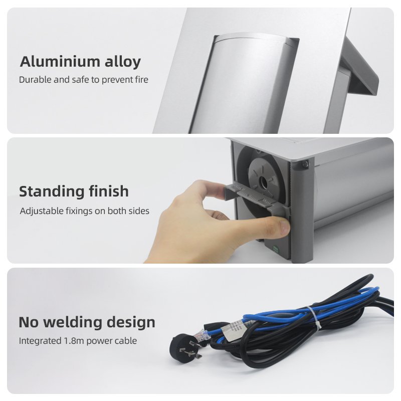 Mounted Manual Rotary Socet Manual Flip Up Multi Plug Power Socket Set Office Conference Desk Kitchen Tabletop Socket