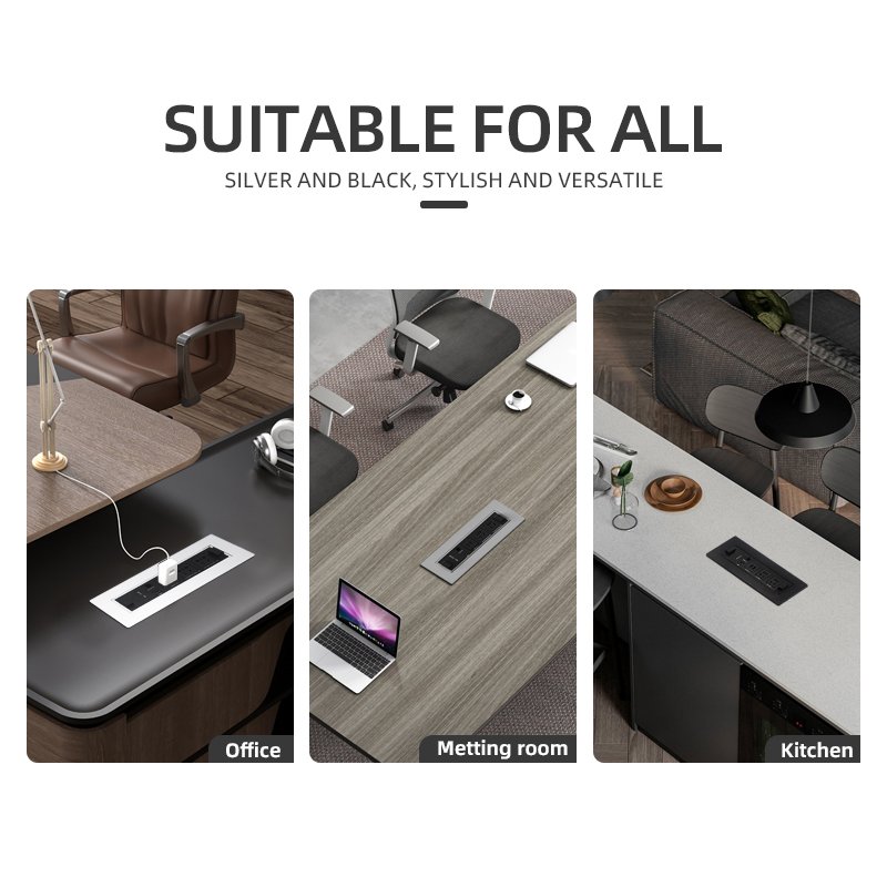 Mounted Manual Rotary Socet Manual Flip Up Multi Plug Power Socket Set Office Conference Desk Kitchen Tabletop Socket