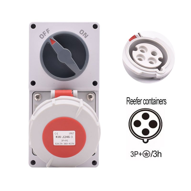 IEC IP67 Plug and interlocking socket 4 pin 400-450V 32A 3h Industrial Plug waterproof Socket Mould for Reefer Container