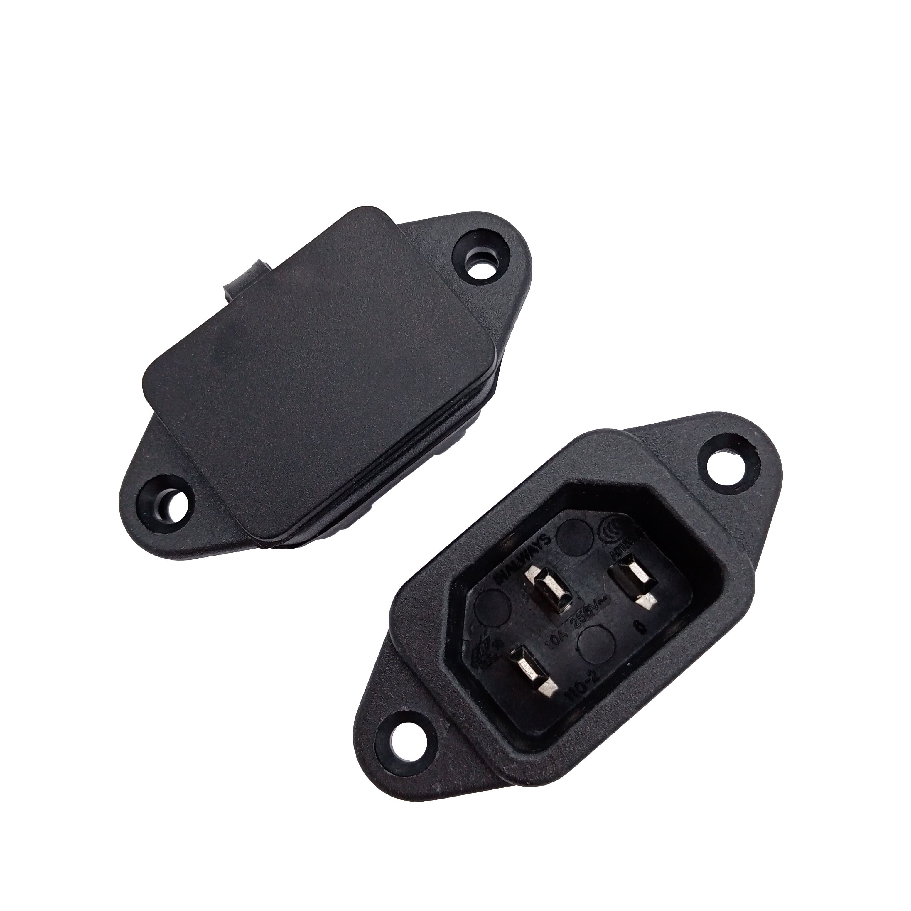 Waterproof Cover 3 Pin Iec320 C14 Inlet Module Plug 15a Male Power Socket 10a 250v For Electric Sockets