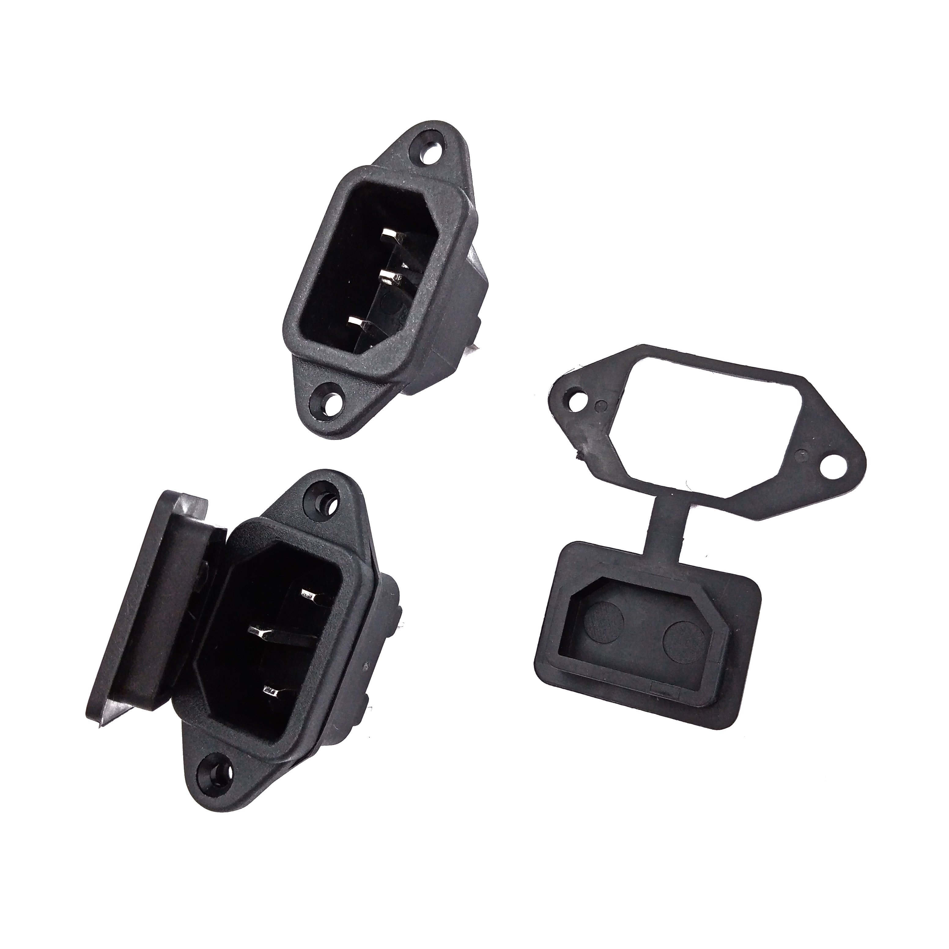 Waterproof Cover 3 Pin Iec320 C14 Inlet Module Plug 15a Male Power Socket 10a 250v For Electric Sockets
