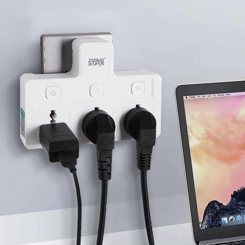 WINNING STAR 10A/2500W 3 Switches Control 3 Jacks ST-4034 All-In-One Copper Electric Extension Plug And Sockets Switches