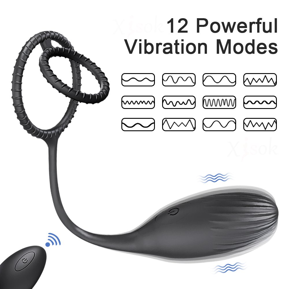 Hot Selling Plug Massager for Male Double Ring Rotation Vibrates the Plug 9 Patterns Powerful Vibration Tow Control Modes