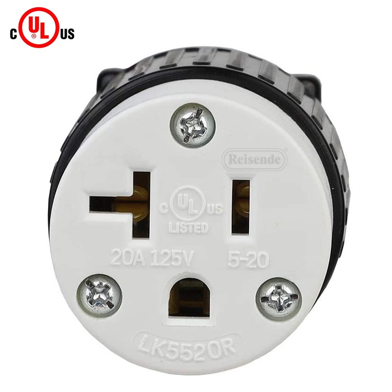 Nema 5-20r Industrial Grade 20a125v Straight Blade Cord Connector 2p 3w LK5520R Usa Female Plug
