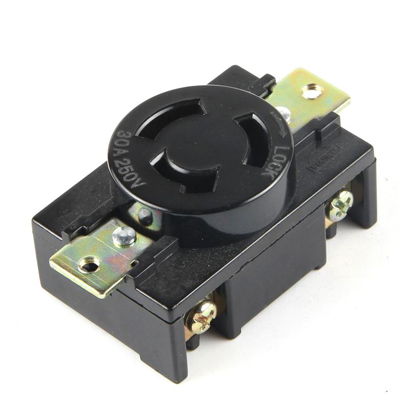 Black 30A Receptacle Industry Plug Generator Twist-Locked Wiring Power Socket Triprong Wire Plug 2kw 5kw