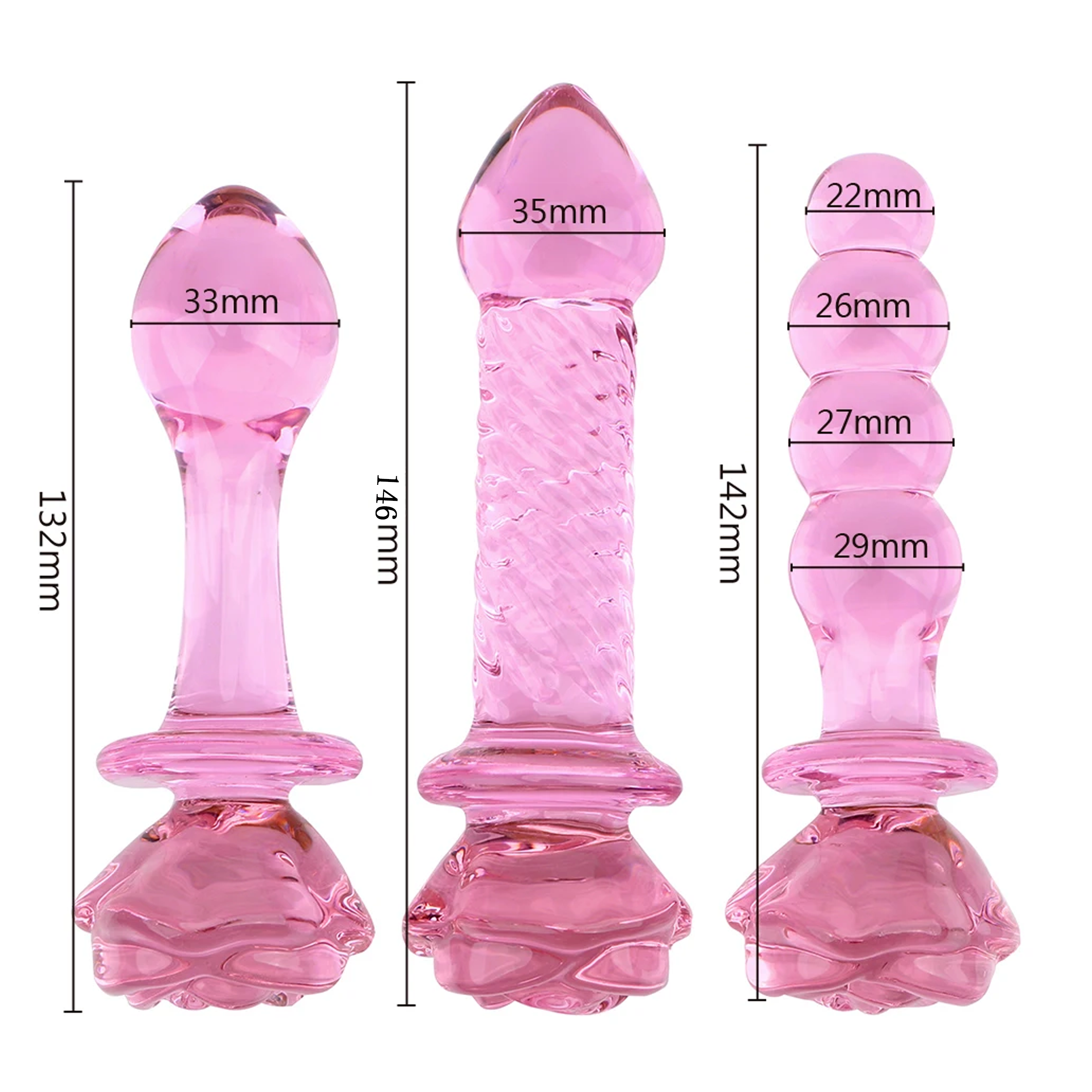 Heisenberg Rose Flower Penis Dildo Wholesale Anal Sex Toys Glass Anal Beads Crystal Butt Anal Plug For Women Men Rose Butt Plug
