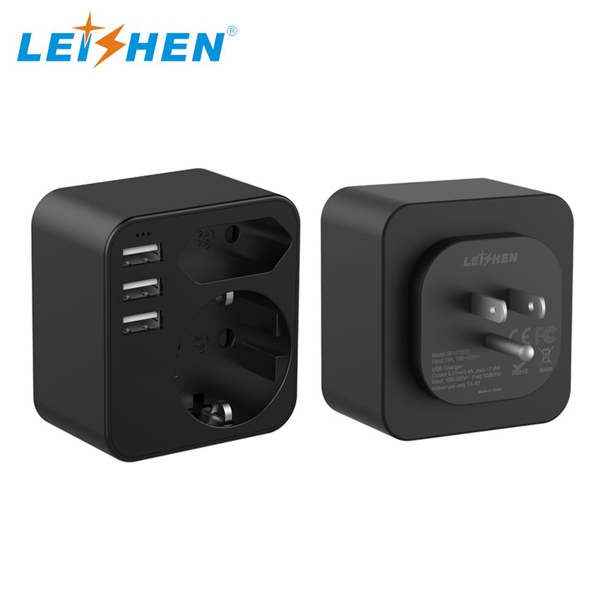 Black Extension Plug electrical appliance apparatus Components EU to US CA Adapter plug universal travel adapter US plug cover