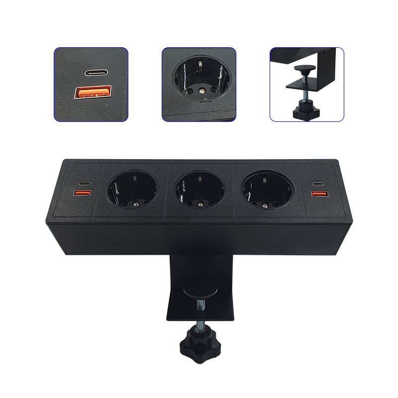 7 In 1 Table Edge Removable EU Power Socket Multi USB Desktop 3 Plug Extension Power Strip For Office Hotel Home
