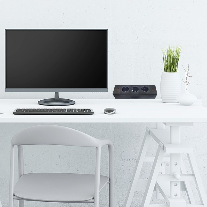 7 In 1 Table Edge Removable EU Power Socket Multi USB Desktop 3 Plug Extension Power Strip For Office Hotel Home
