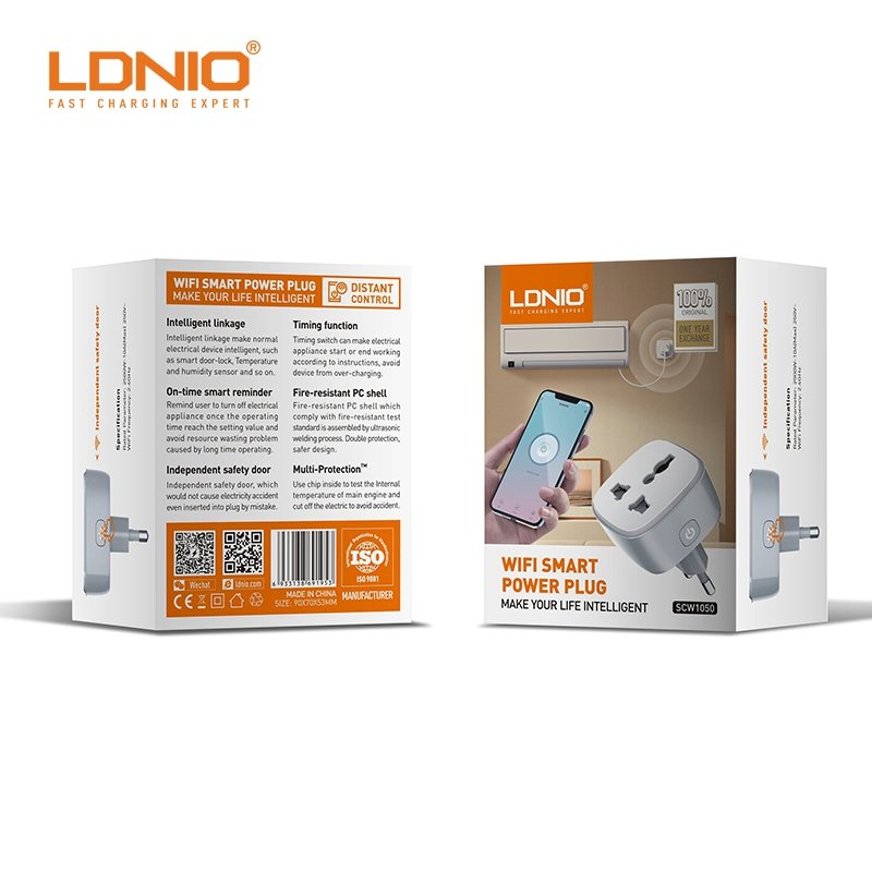 LDNIO UK EU Tuya Home Wifi Smart Electrical Plug with Socket Customized Logo Brand Wall Socket Alexa Google Plug