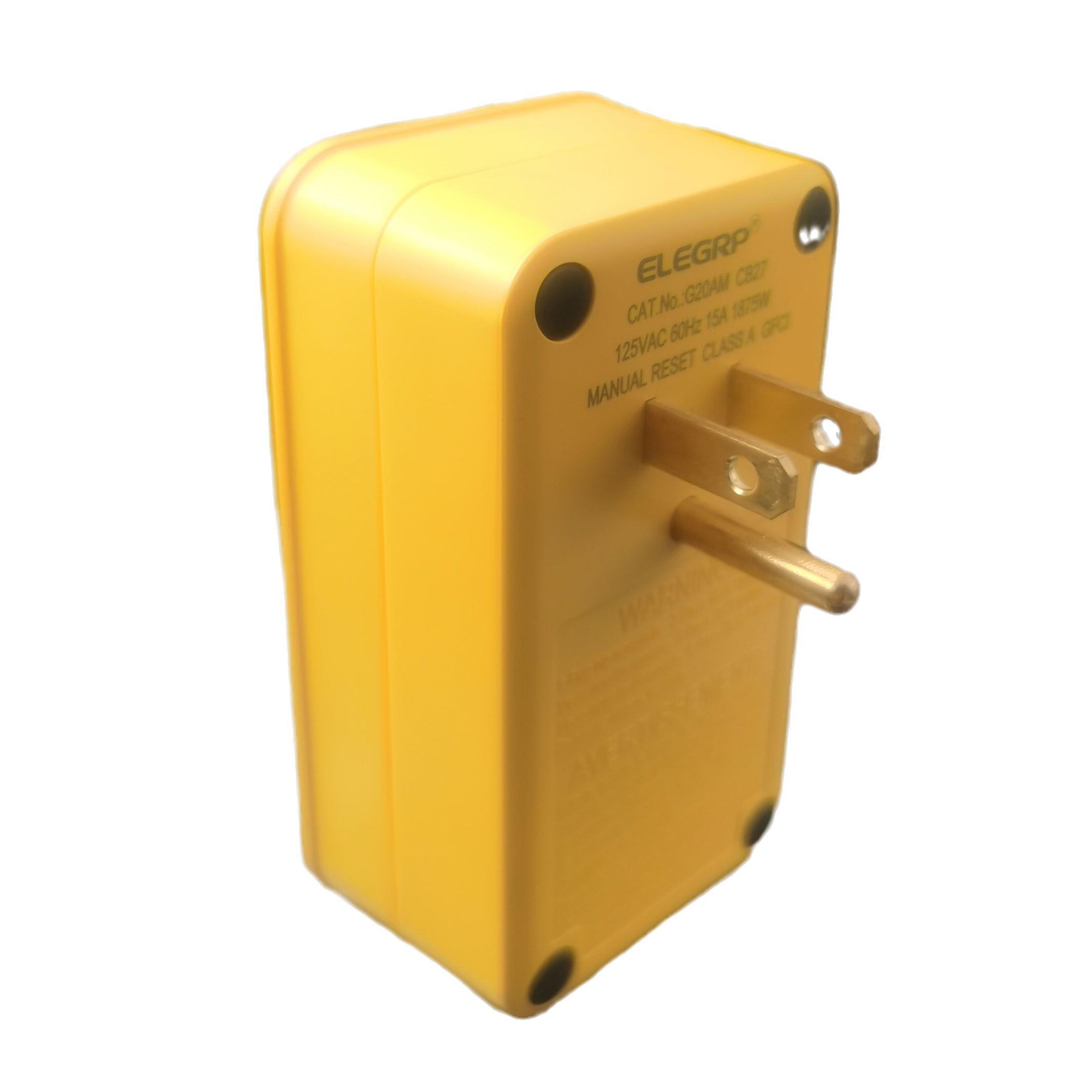 3 Prong Self-Test GFCI Adapter 3 Pin GFCI Plug with outlet 1875W Manual Reset GFCI adaptor
