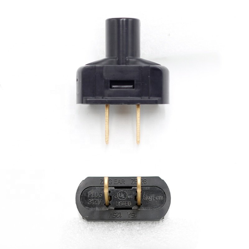 USA Standard 15A 125V 2 Pin Type L Black Electrical Rewireable American Power Plug