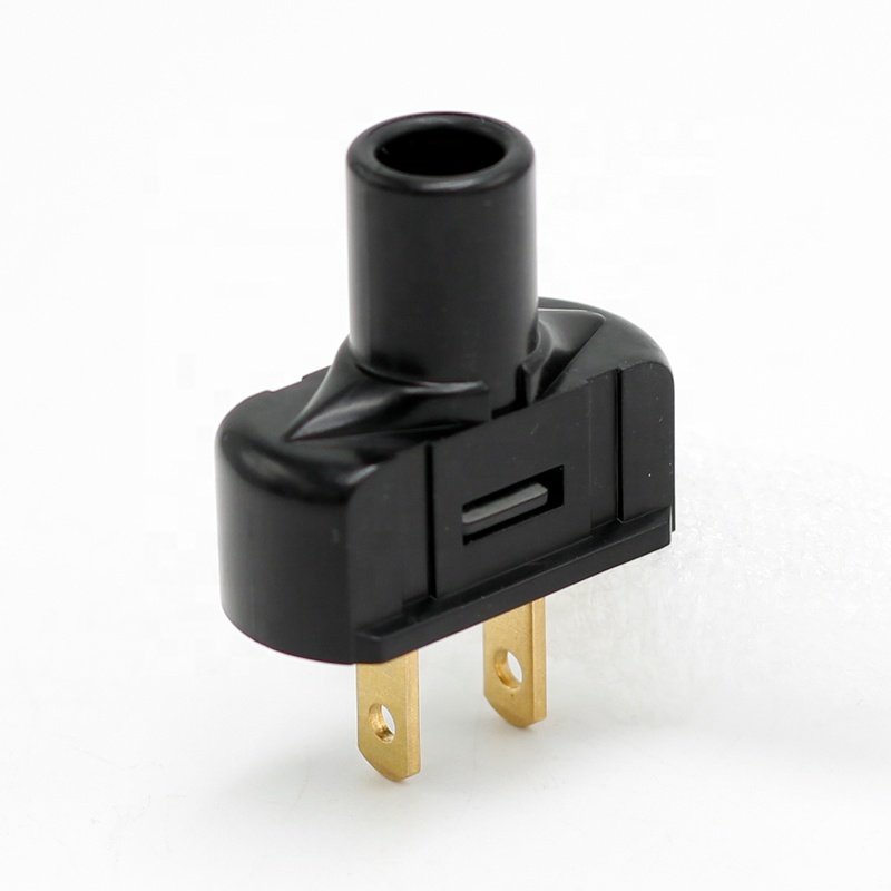 USA Standard 15A 125V 2 Pin Type L Black Electrical Rewireable American Power Plug