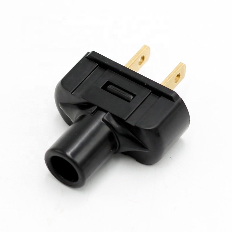 USA Standard 15A 125V 2 Pin Type L Black Electrical Rewireable American Power Plug