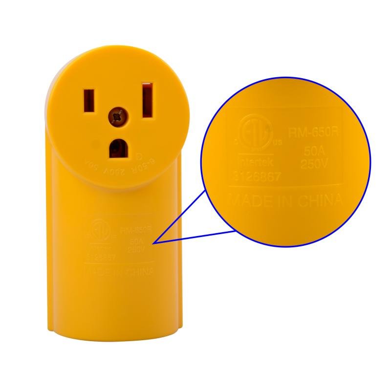 Ra-11 Receptacle 50 Amp Plug 6-50R Welder Female Replacement Plugs 125/250 Volt Lock type Extension Cord Ends Plug ETL Listed