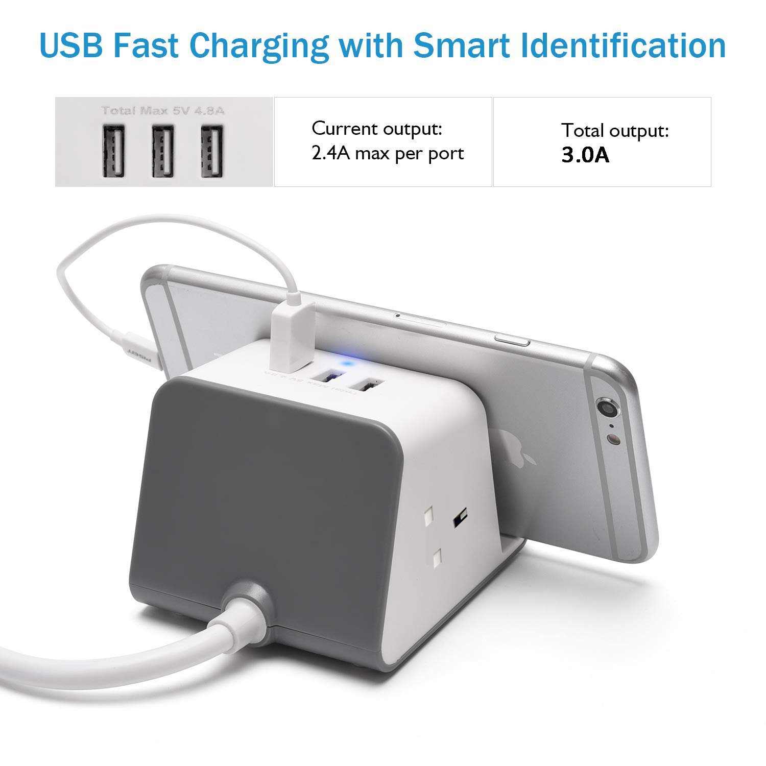 Desktop Cube Use Wireless Charging Station Surge Protector 2 Ac Uk Outlets And Plugs With 3 Usb Slots Power Extension Lead