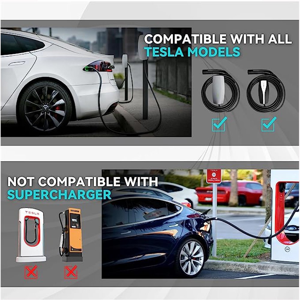 48A 110-240V 5Metres Tesla Charger Extension with NACS Plug Cable for Level 1&2 EV Charger and Tesla Wall Connector