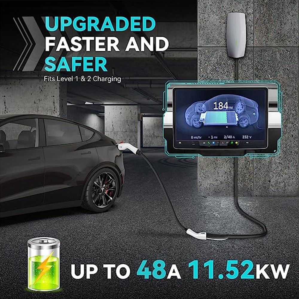 48A 110-240V 5Metres Tesla Charger Extension with NACS Plug Cable for Level 1&2 EV Charger and Tesla Wall Connector