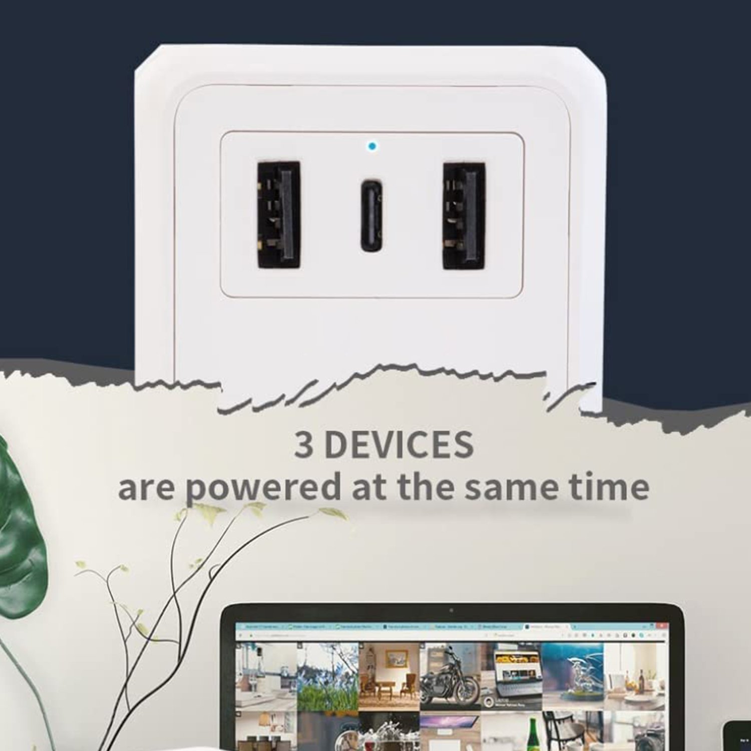 Design US Customizable One-to-Three Multi-Function Wall Socket 2USB+1Type-C Converter 250v 10a Single Power Expander Safety US