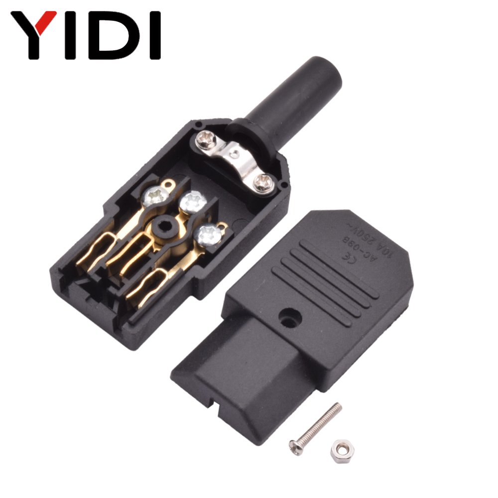 3pin 10A 250VAC AC IEC 320 C13 C14 Male Female Panel Mount AC Inlet Power Cord Adapter Plug and Socket Wiring Connector