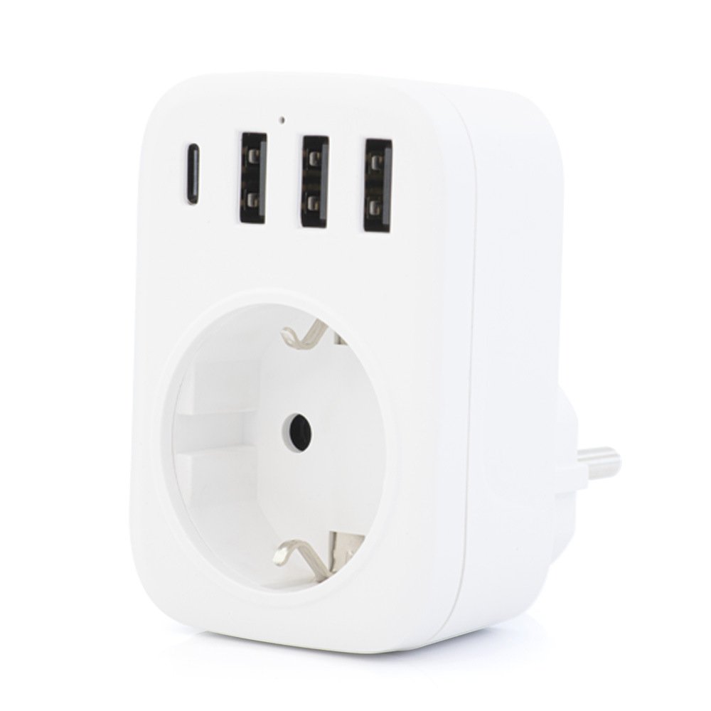 EU Extension USB 16A Socket Adapter 3.4A Type C 3 USB Germany Electrical Travel Adaptor Plug PC Customizable Outlet Power