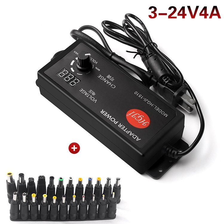 Universal Manual Adjustable Power Adapter 3-24V 4A 96W power supply 3v-24v 4a 7v 8v10v12v 16v18v20v 24v4a adapter with 23 plugs