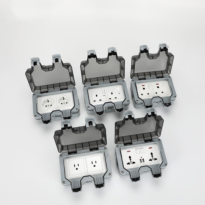 IP66 Two Position German 16A Socket Factory Wholesale European Standard Outdoor Dustproof and Waterproof PC V2 CE Commercial Hk