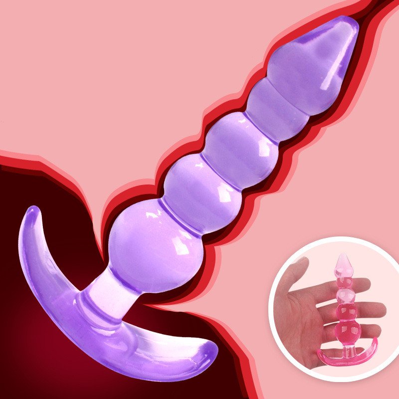 Wholesale Adult Sex Products TPE Material Five Beads Jelly Crystal Anal Plug Anal Anal Dilatation Device