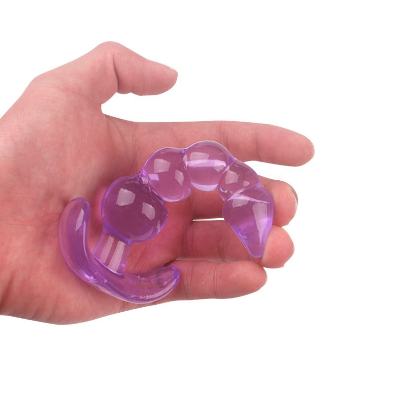 Wholesale Adult Sex Products TPE Material Five Beads Jelly Crystal Anal Plug Anal Anal Dilatation Device