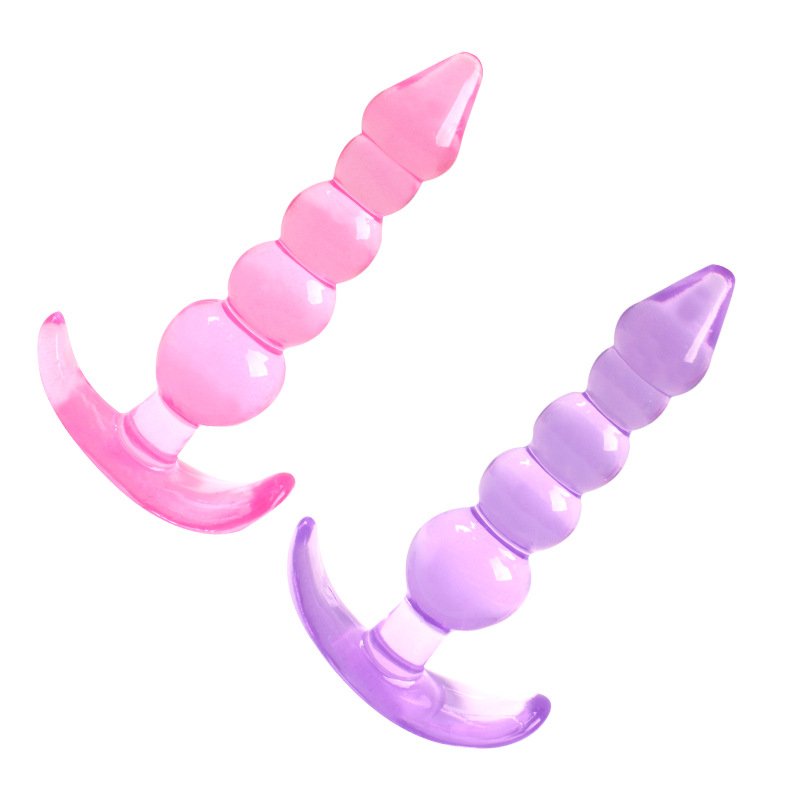Wholesale Adult Sex Products TPE Material Five Beads Jelly Crystal Anal Plug Anal Anal Dilatation Device