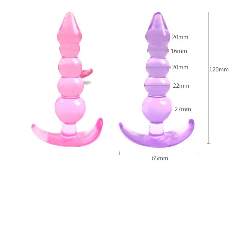 Wholesale Adult Sex Products TPE Material Five Beads Jelly Crystal Anal Plug Anal Anal Dilatation Device
