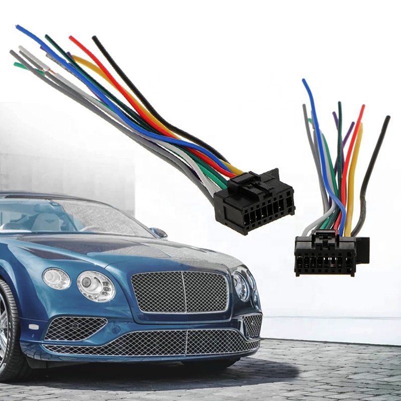 OEM Long 16 Pin black plug Auto Radio Line Connector Replacement Wiring Harness