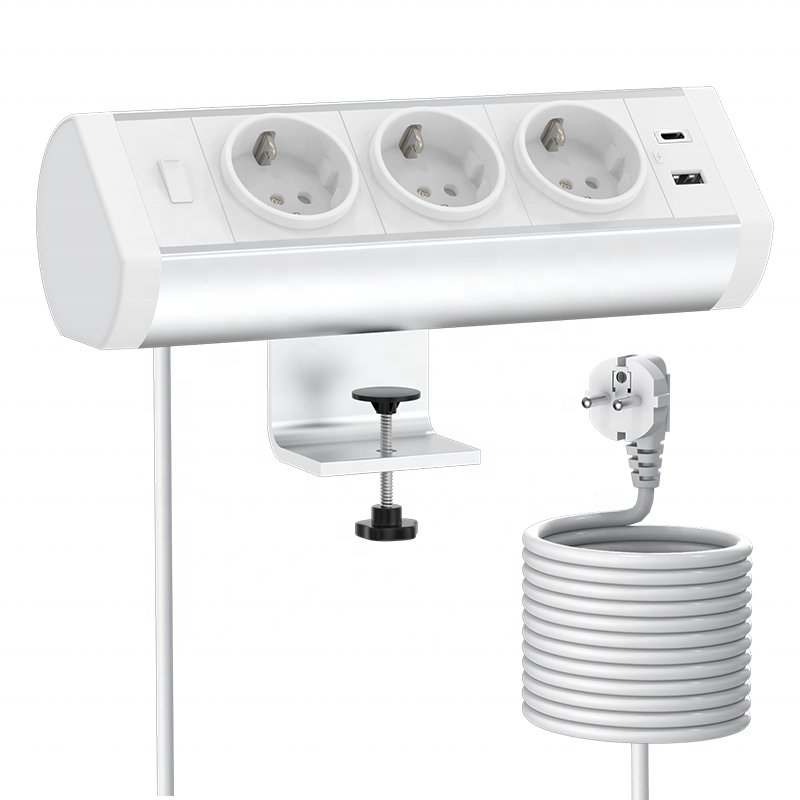 Custom Aluminum Alloy fast delivery smart design EU electrical plugs sockets clamp on conference table socket with usb port