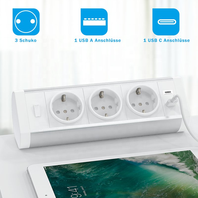 Custom Aluminum Alloy fast delivery smart design EU electrical plugs sockets clamp on conference table socket with usb port