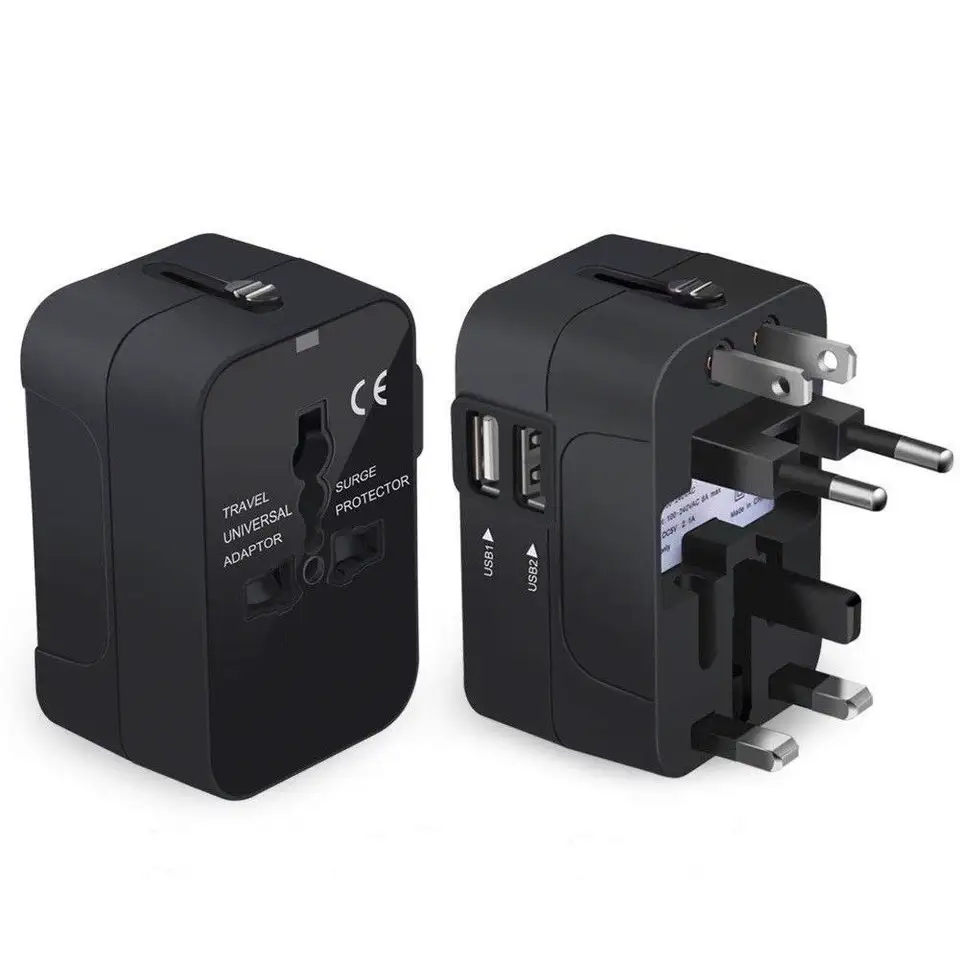 2023Best Selling travel adapter with dual usb port universal adaptor with US EU UK plug adapter